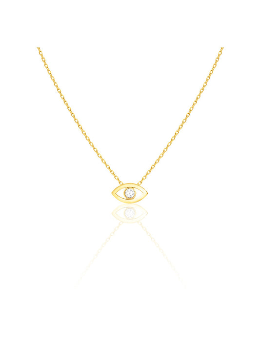 14K Gold Diamond Evil Eye Necklace