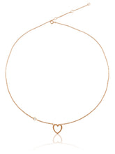 14K Heart & Diamond Bezel Necklace
