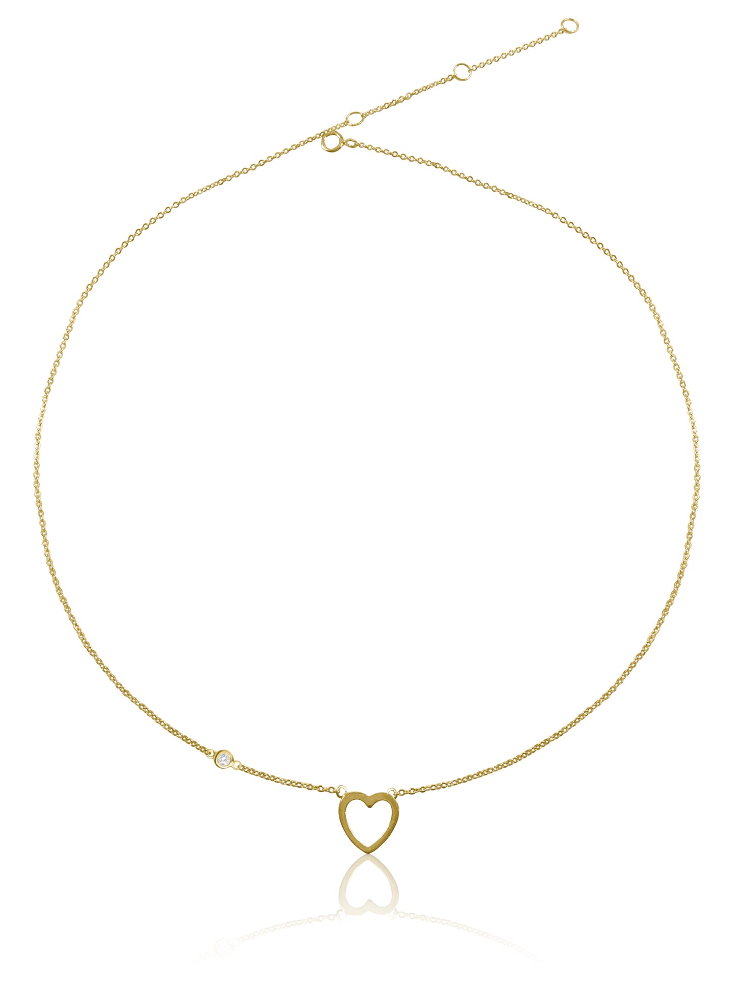 14K Heart & Diamond Bezel Necklace