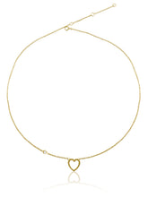 14K Heart & Diamond Bezel Necklace