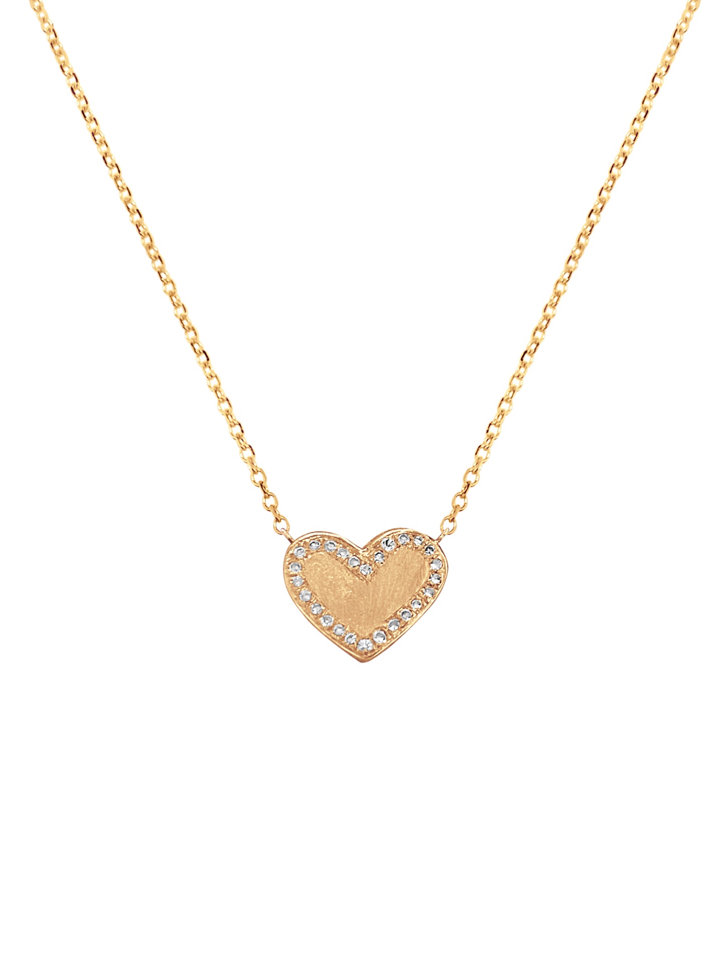 14K Heart Pave Diamonds Necklace