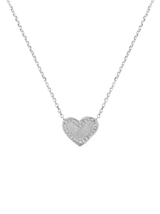 14K Heart Pave Diamonds Necklace