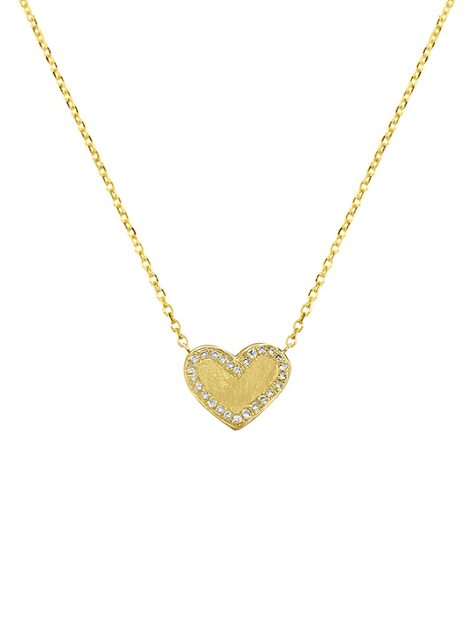 14K Heart Pave Diamonds Necklace