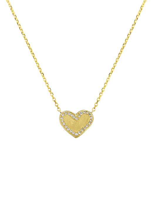 14K Heart Pave Diamonds Necklace