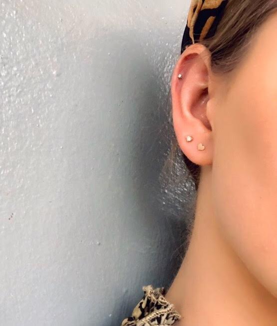 14K Mini Heart Stud Earrings