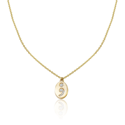 14k Diamond Semicolon Necklace