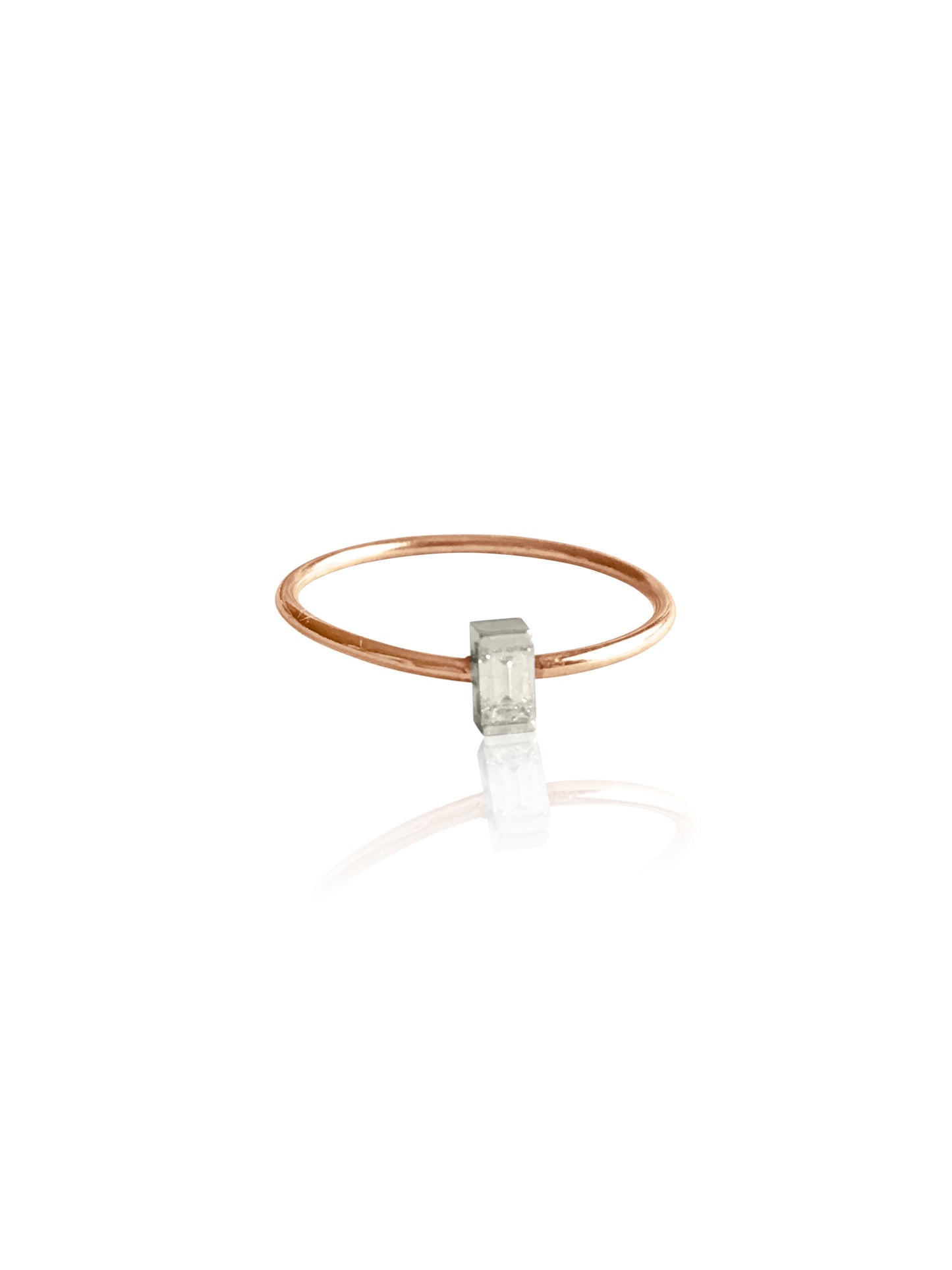 14k Gold Mini Diamond Baguette Ring