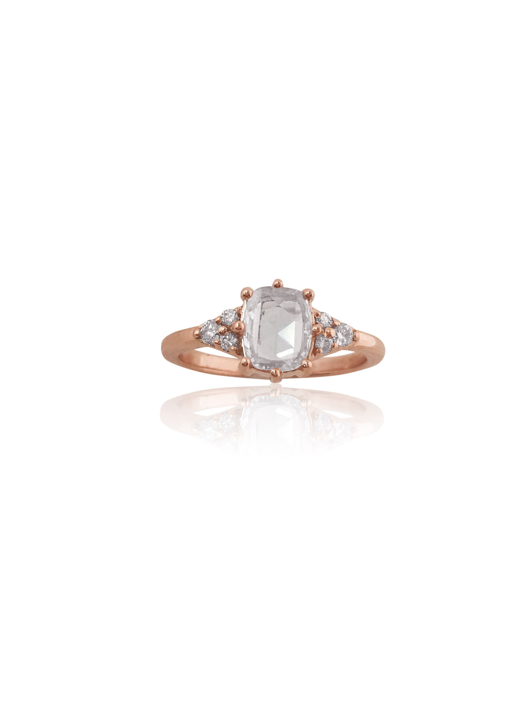 14k Rose cut Oval Diamond Ring