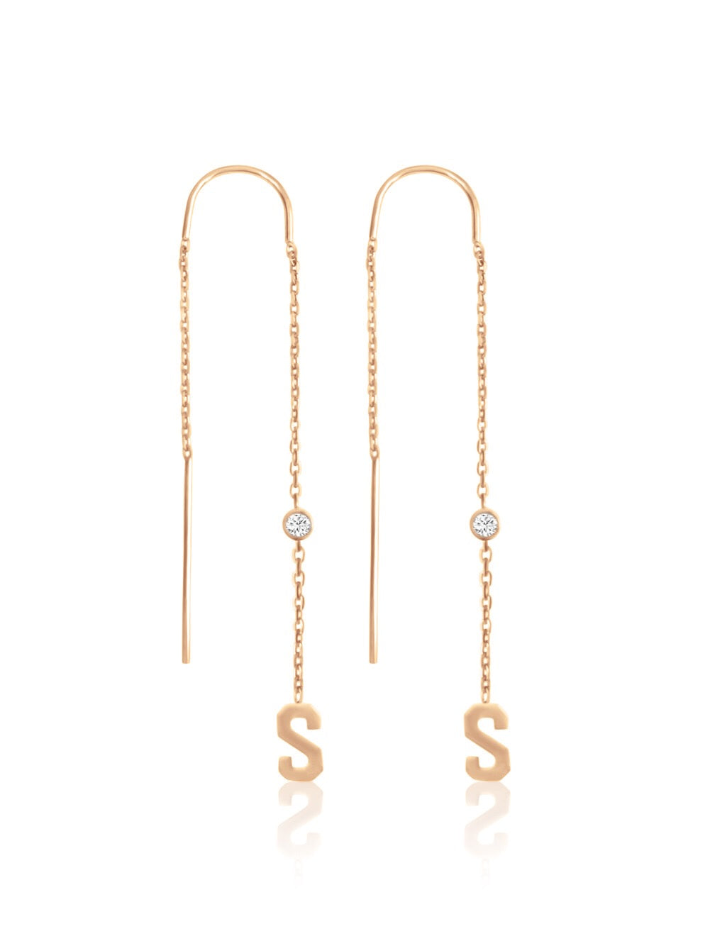 14k Diamond Initial Chain Earring