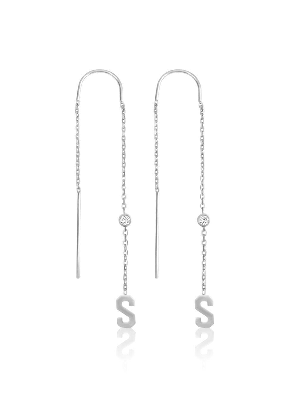 14k Diamond Initial Chain Earring