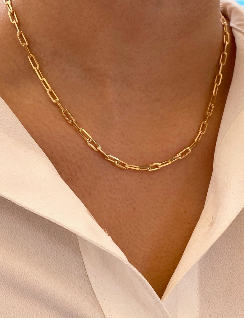 18K Gold Filled Paper Clip Chain
