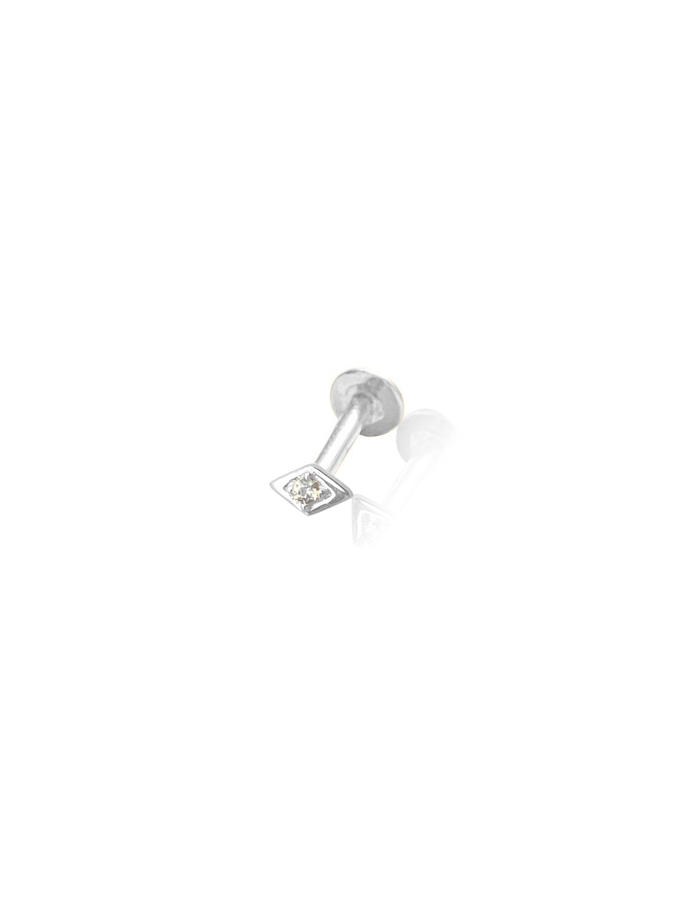 14K Gold Push Flat Back Diamond Eye Earring