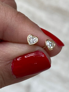 14K Heart Shaped Diamond Earrings