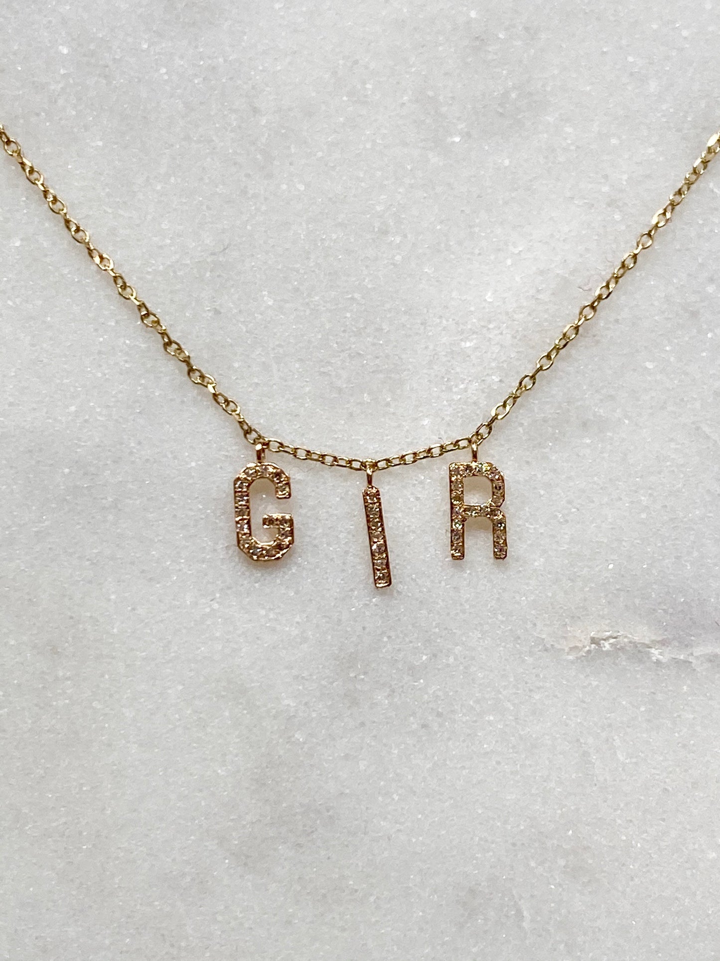 14KT Gold Micro Pave Diamond Initial Necklace