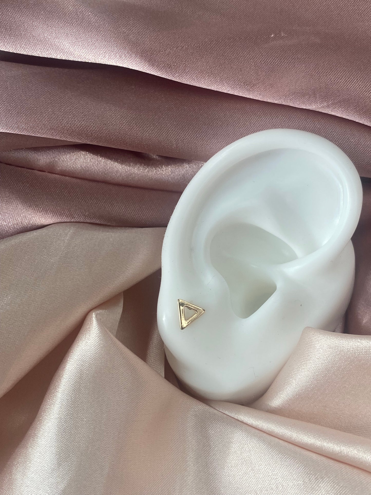 14K Gold Triangle Earring