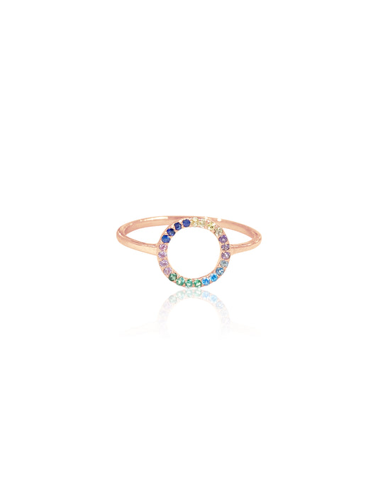 Michelle 14K Rainbow Sapphire Circle Ring