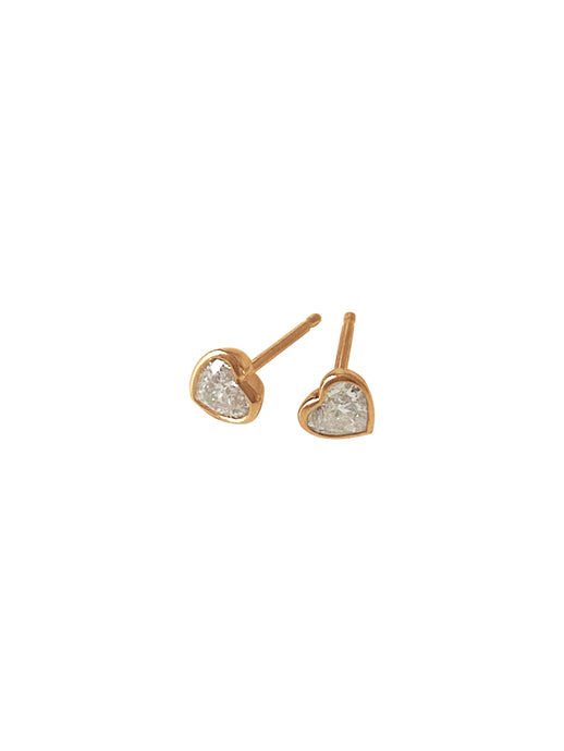 14K Heart Shaped Diamond Earrings