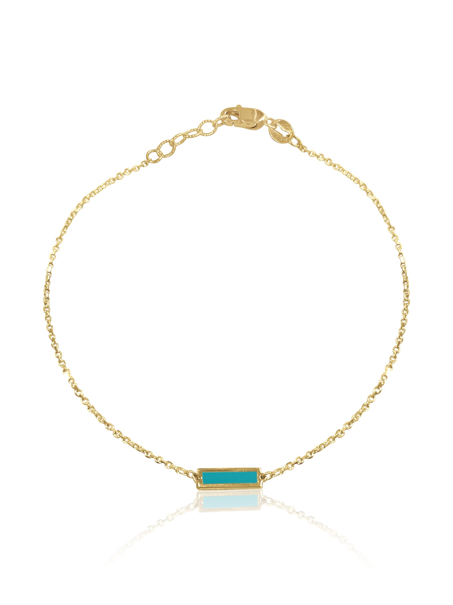14K Gold Turquoise/Mother Of Pearl Bar Bracelet