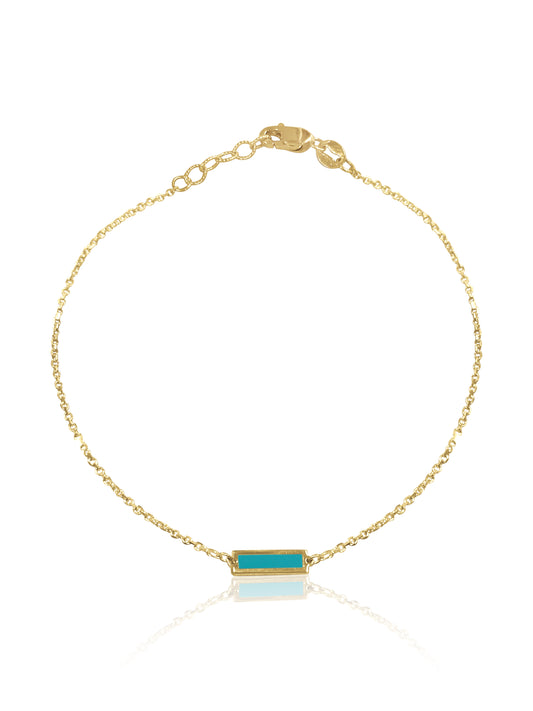 14K Gold Turquoise/Mother Of Pearl Bar Bracelet