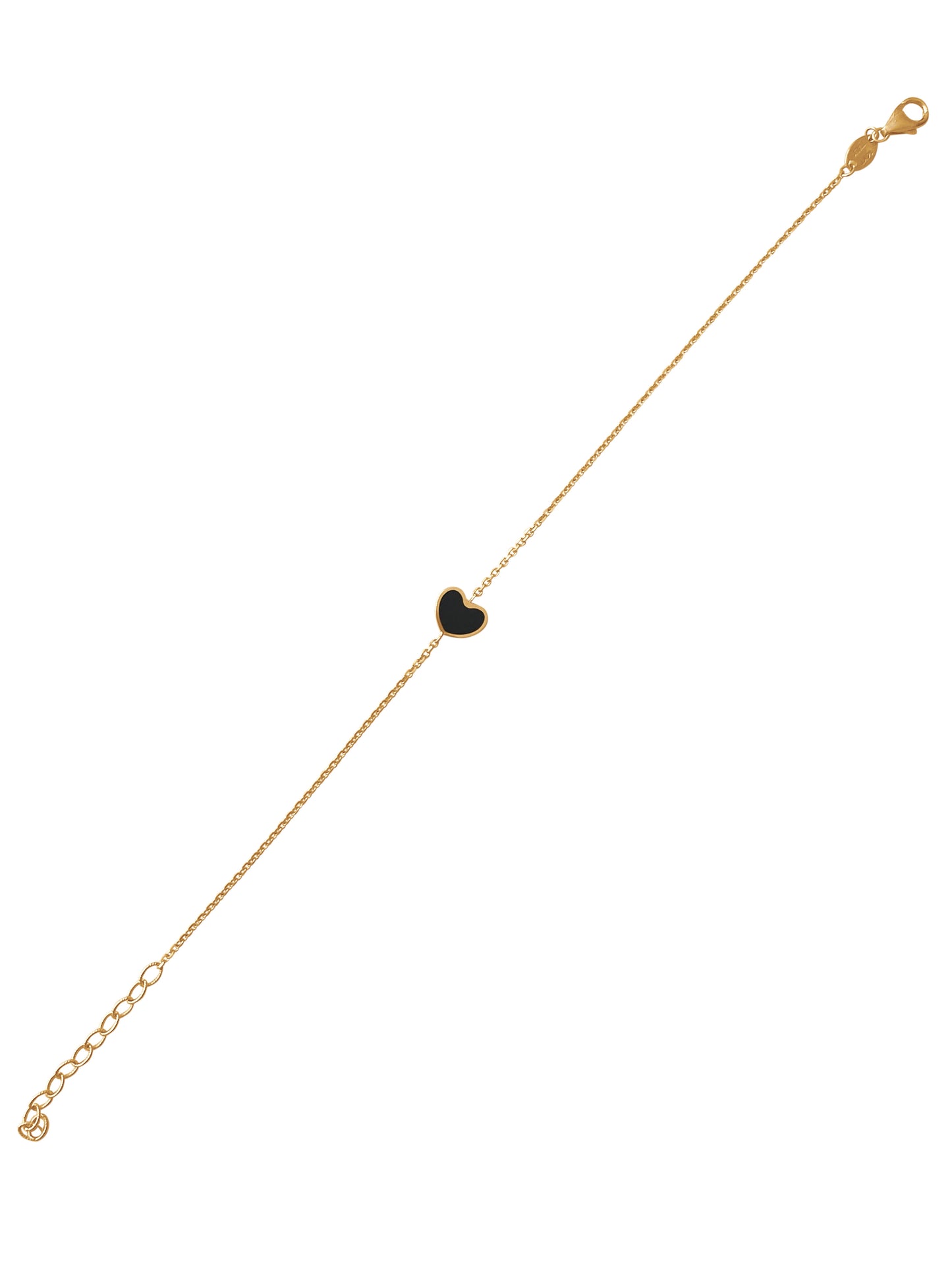 14K Gold Heart Onyx/ Mother of Pearl Bracelet