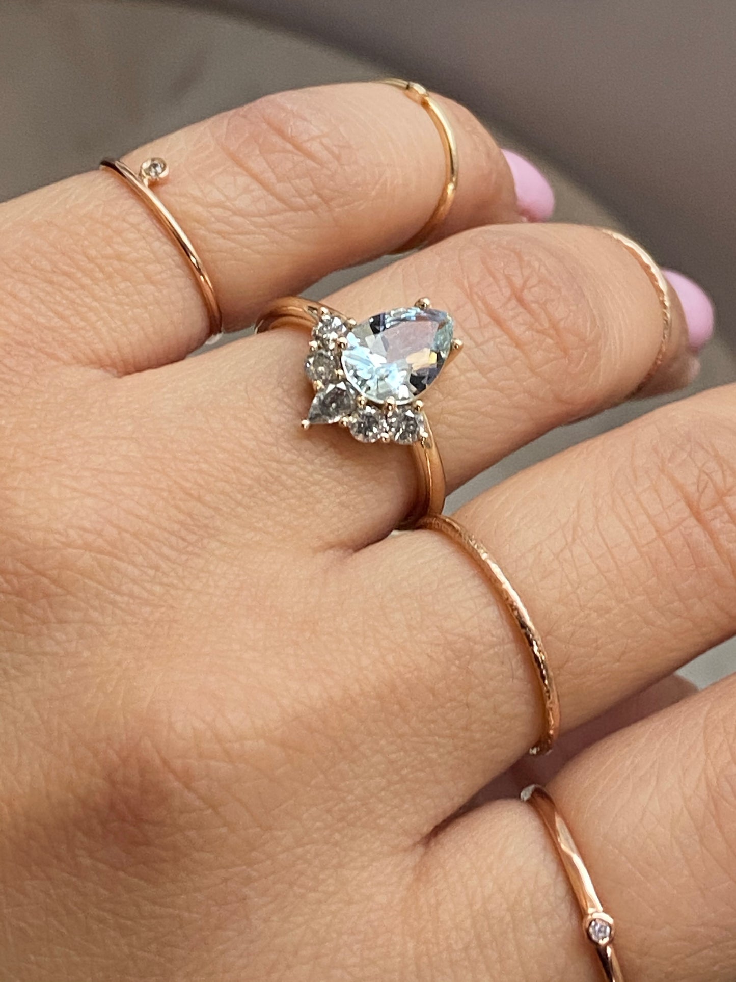 Suyana 14K Aquamarine & Salt and Pepper Diamond Ring