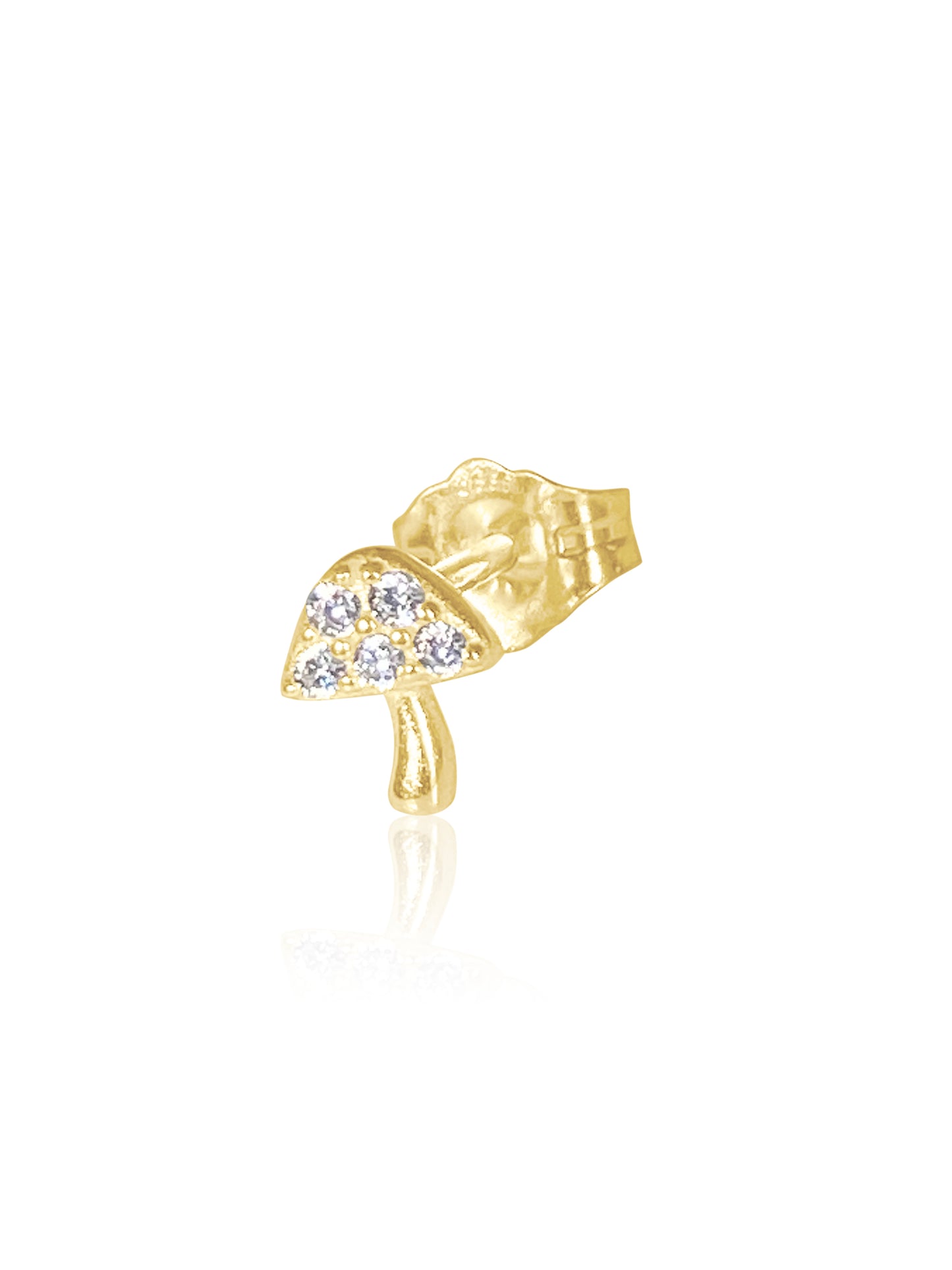 14K Gold Diamond Mushroom Earring