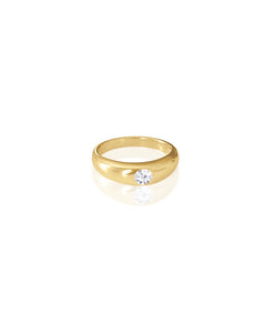 14k Solid Gold Diamond Dome Ring