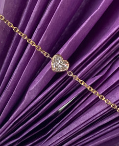 14K Heart Shaped Diamond Bracelet