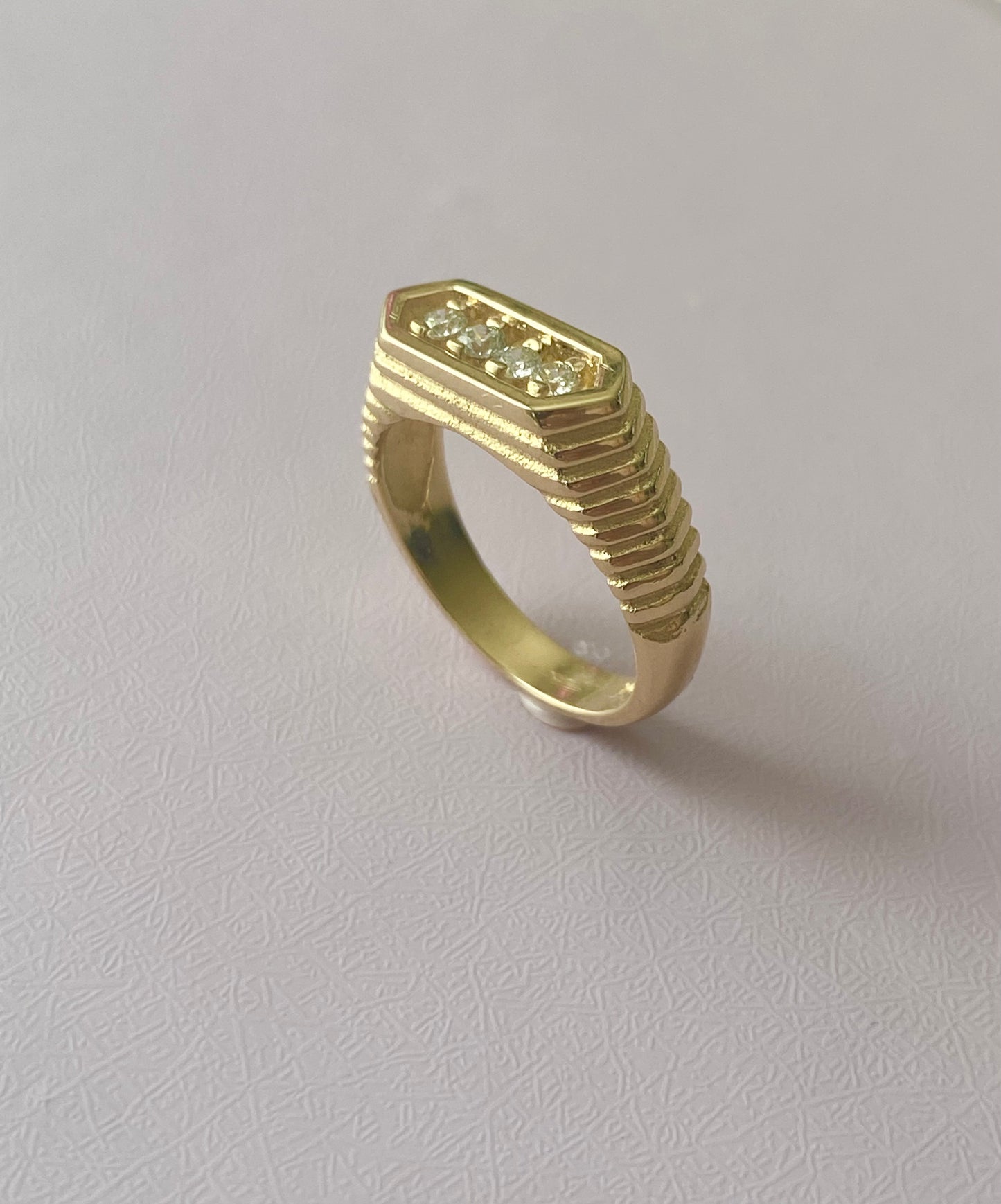 14k Solid Gold Mirror Diamond Ring