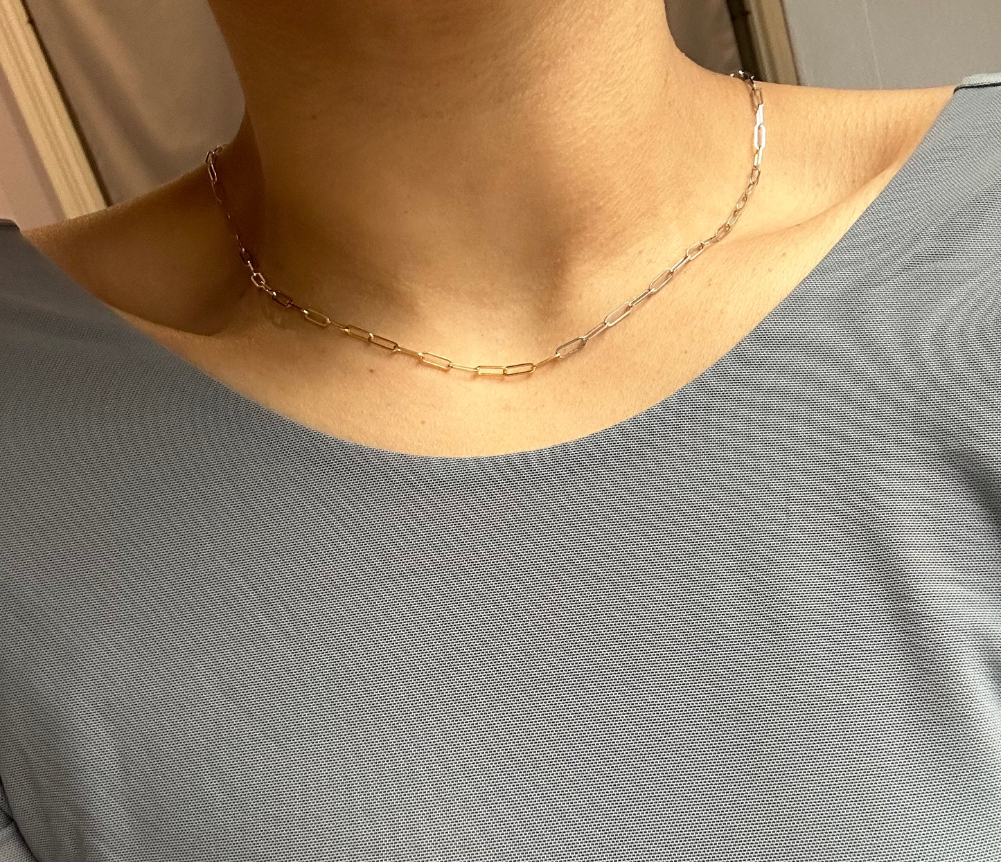 14K Gold Paper Clip Chain