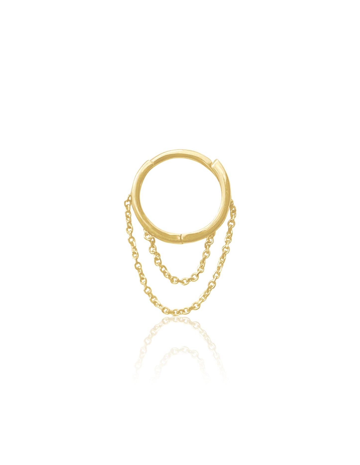 14KT Gold Mini Double Chain Huggie Clicker Earring