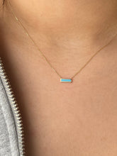 14K Gold Turquoise/Mother Of Pearl Bar Necklace