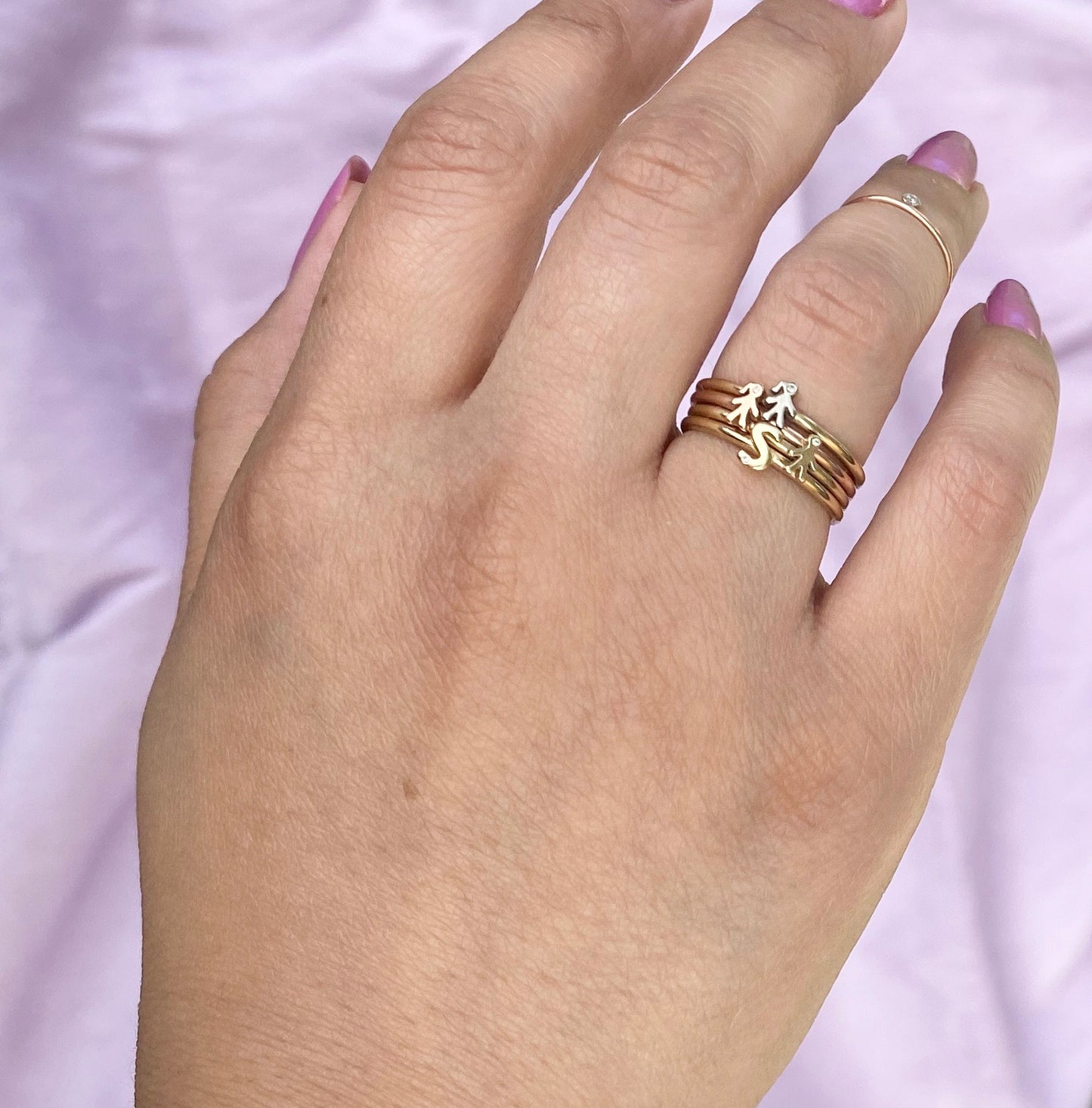 Mom 14K Diamond Mini Stackable Ring