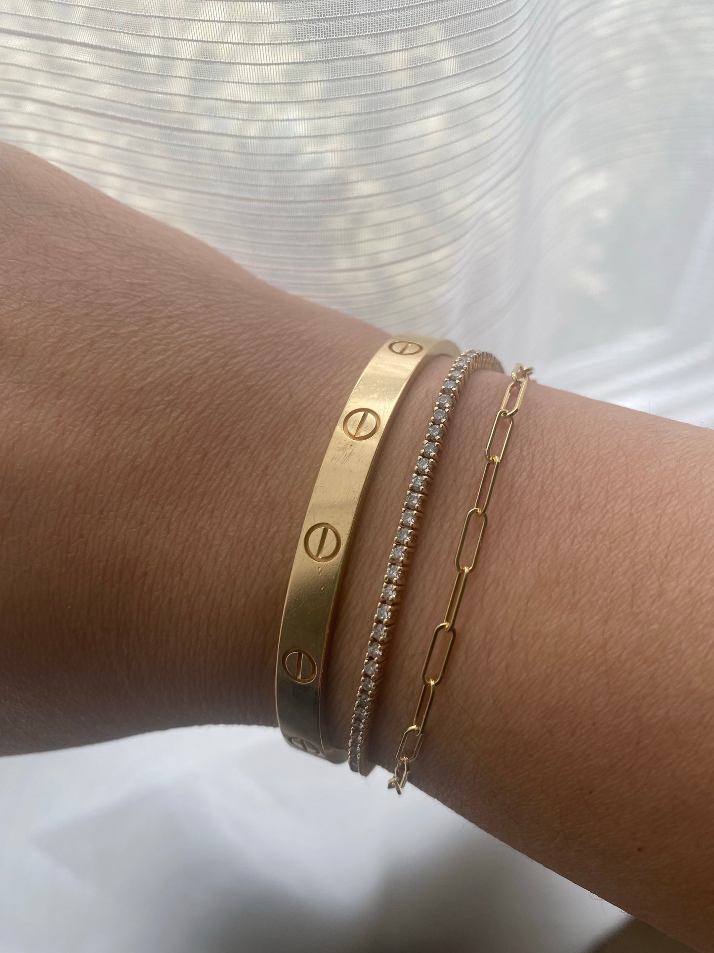 14K Gold Paper Clip Bracelet