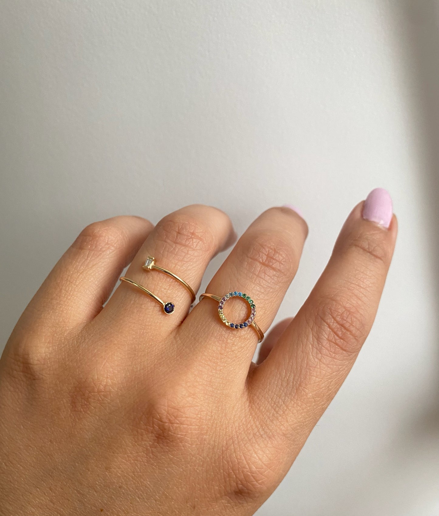 14K Gold Baguette Diamond & Bezel Coil Ring
