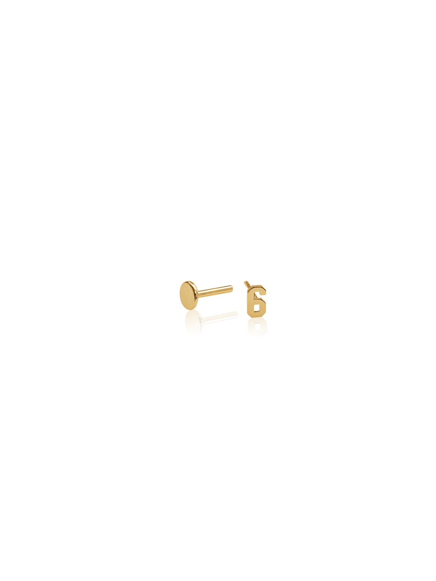 14K Gold Push Flat Back Mini Number Earring