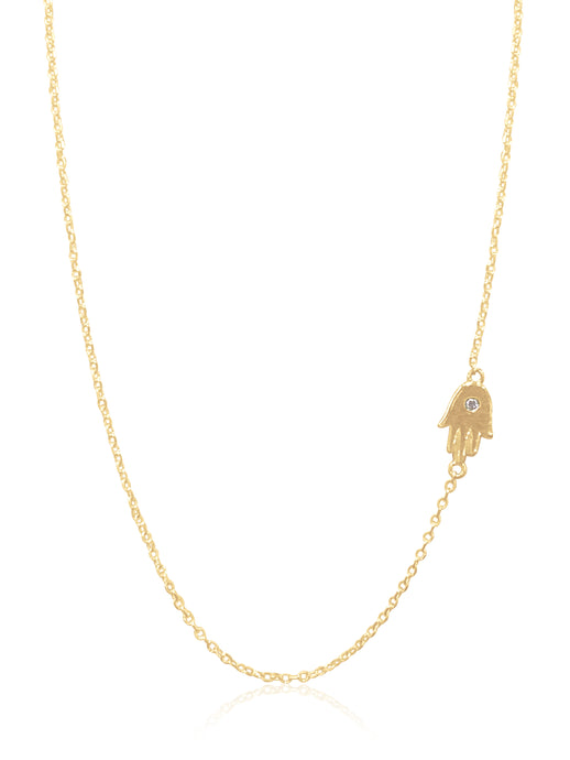 14K Gold Diamond Hamsa Necklace