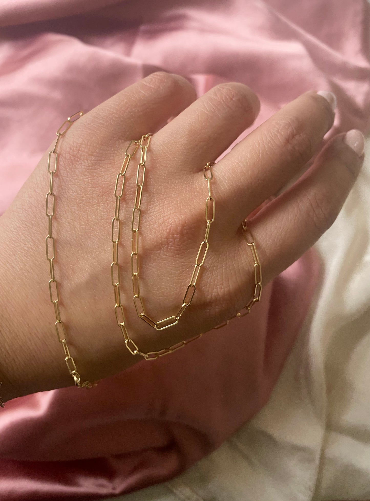 14K Gold Paper Clip Chain