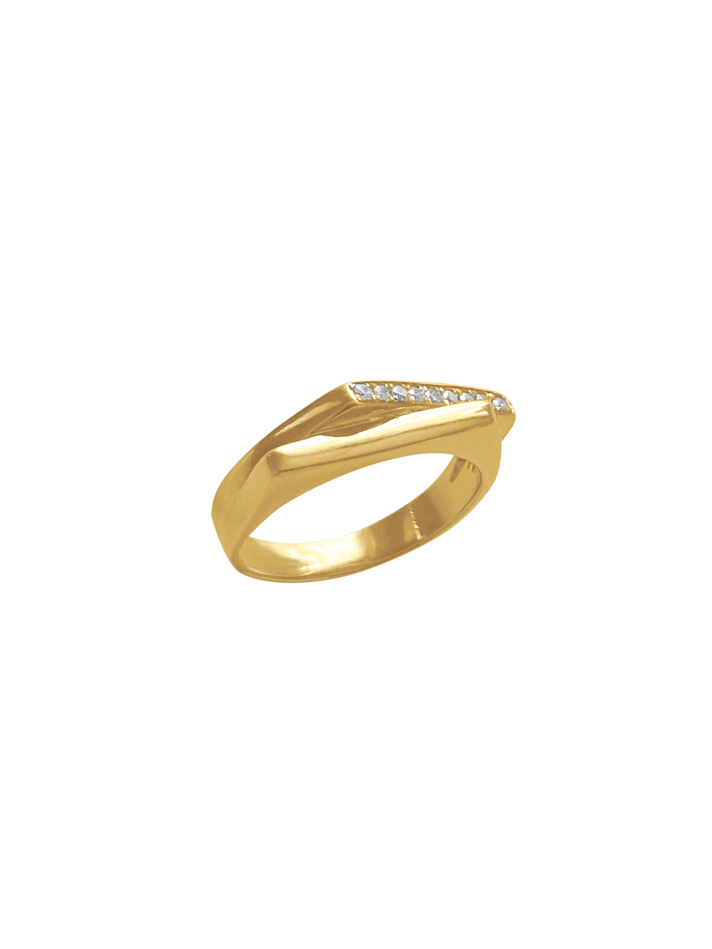 14k Solid Gold Turned Diamond Ring