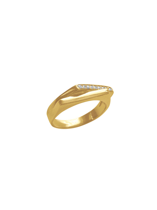 14k Solid Gold Turned Diamond Ring