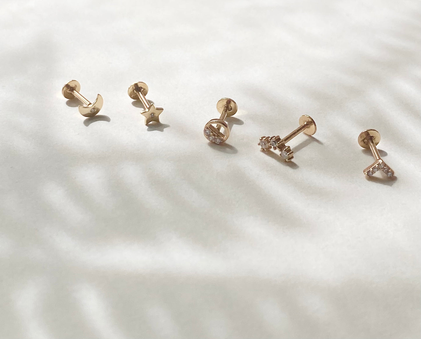 14K Gold Push Star Flat Back Earring