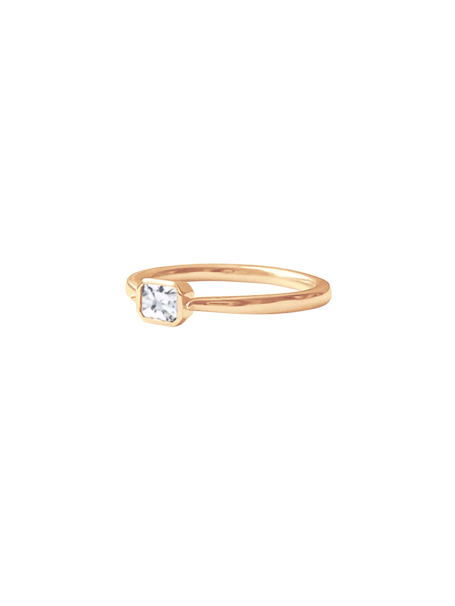 14k Gold Emerald Cut, Birthstone Ring