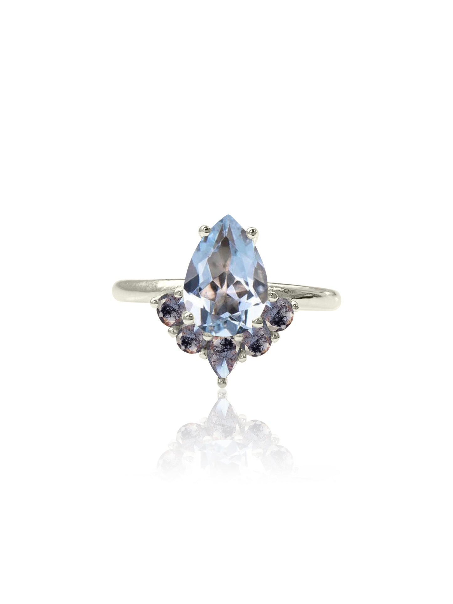 Suyana 14K Aquamarine & Salt and Pepper Diamond Ring