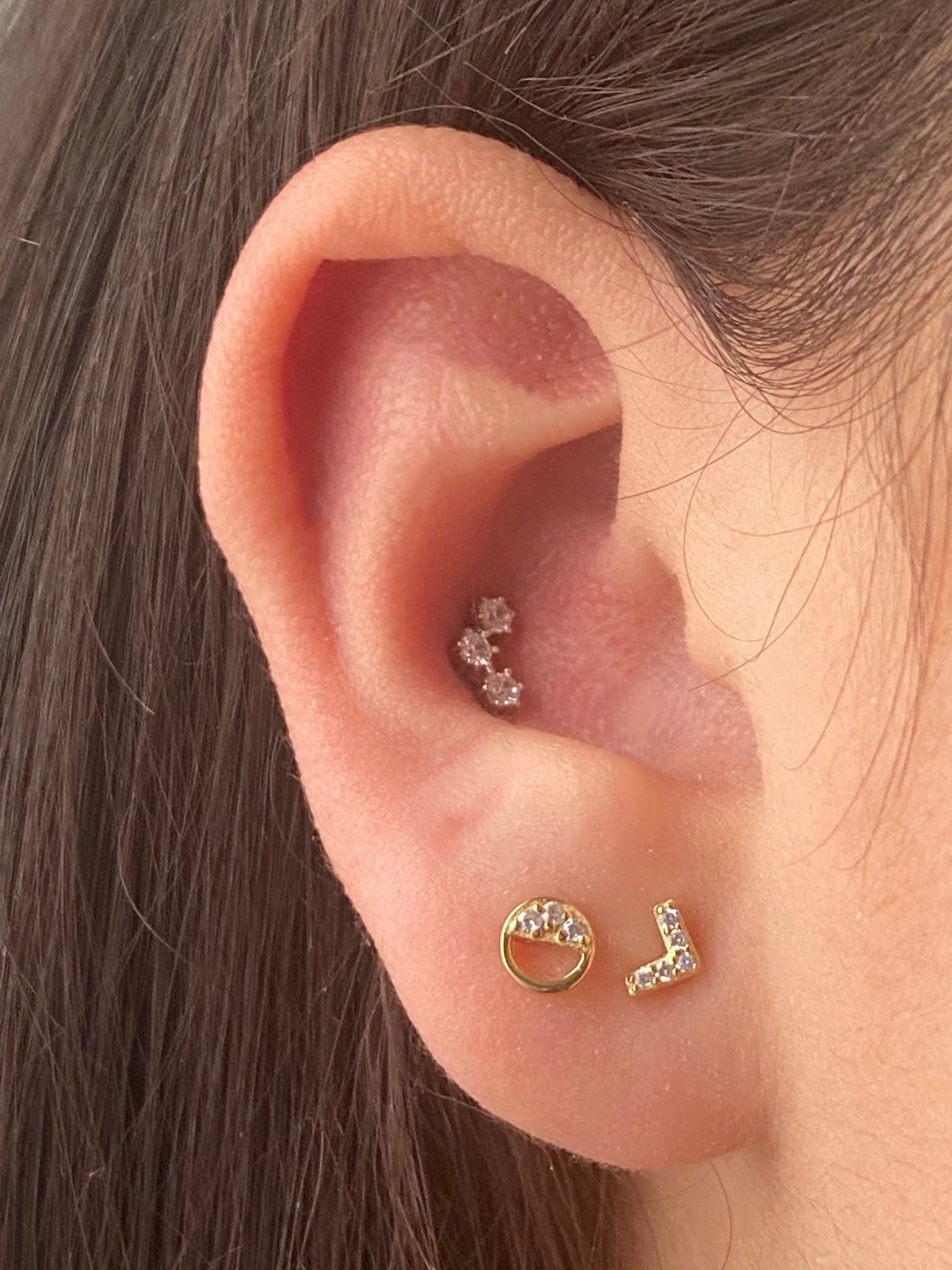 Buy 16G PAIR Gold CZ Zodiac Stars Cartilage Earrings, Helix Stud Earring,  Celestial Stars Stud Earrings, Flat Back Stud Earrings Online in India -  Etsy