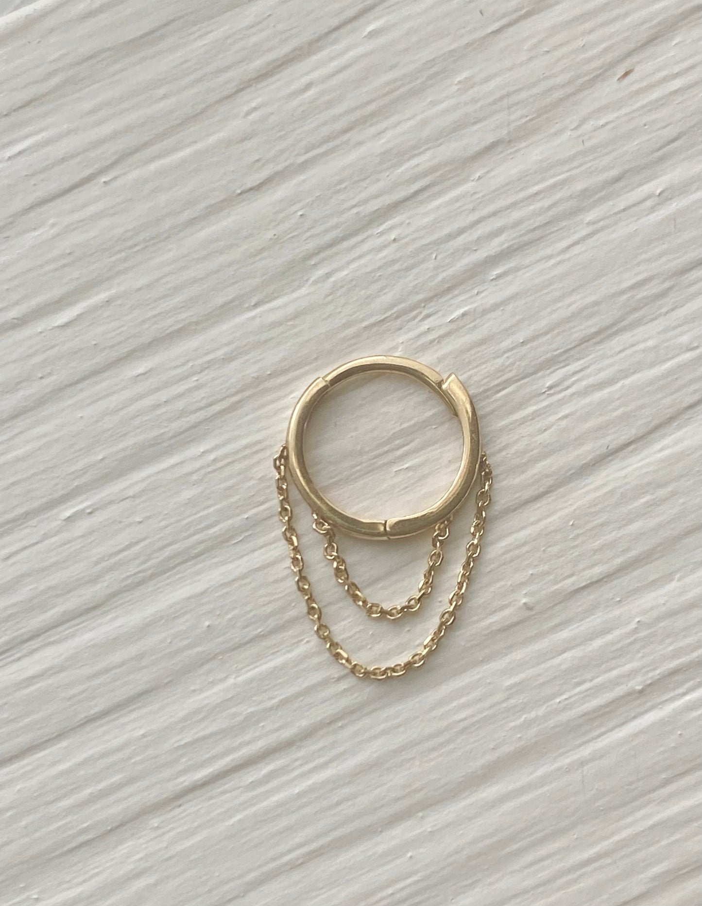 14KT Gold Mini Double Chain Huggie Clicker Earring