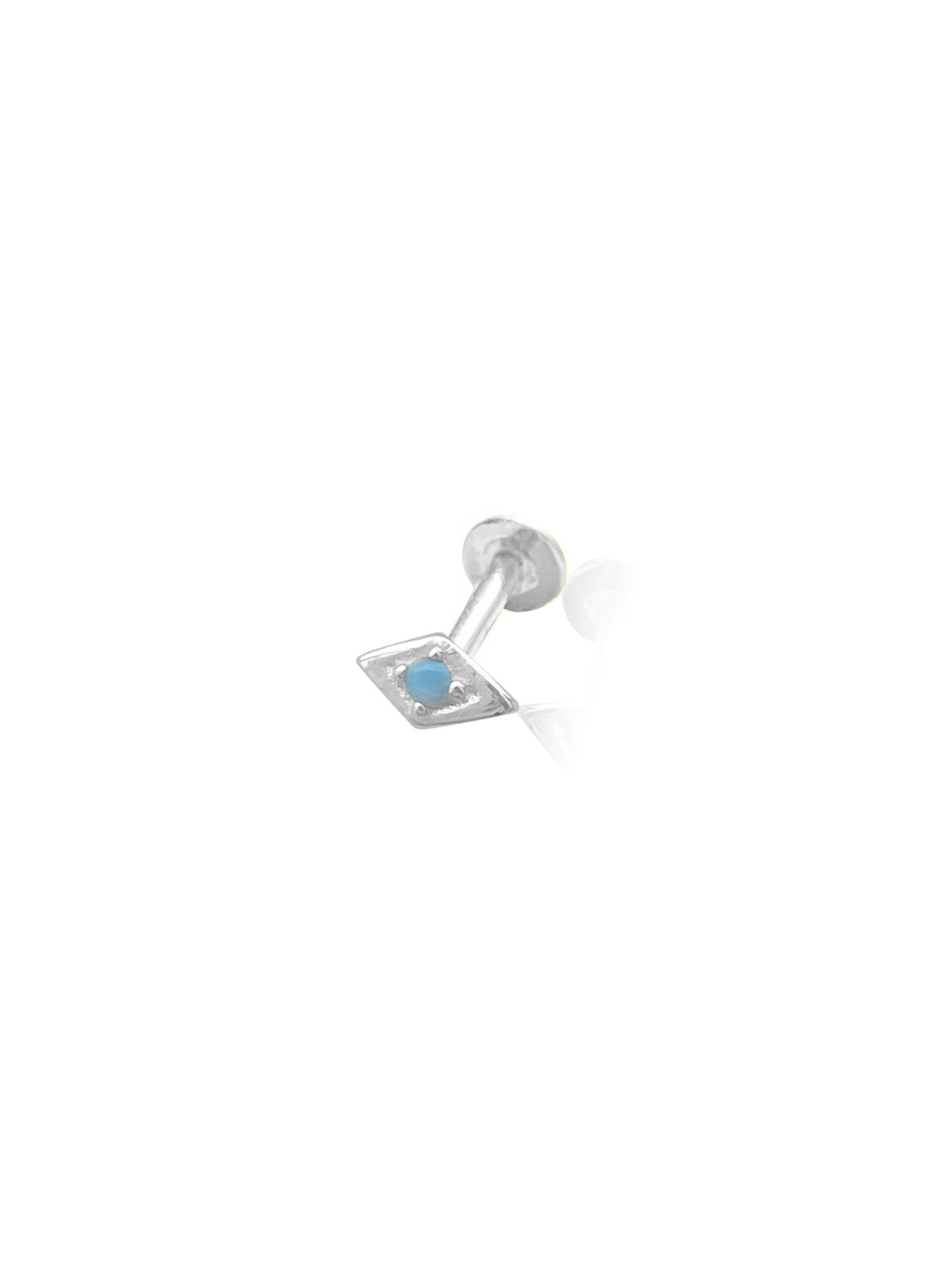 14K Gold Push Flat Back Turquoise Eye Earring