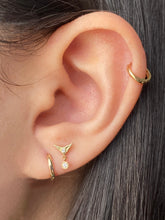 14K Gold Push Flat Back Mini Dangle Diamond V Shape Earring