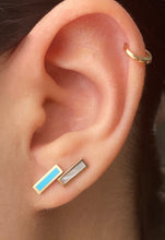 14K Gold Turquoise/Mother Of Pearl Bar Earring