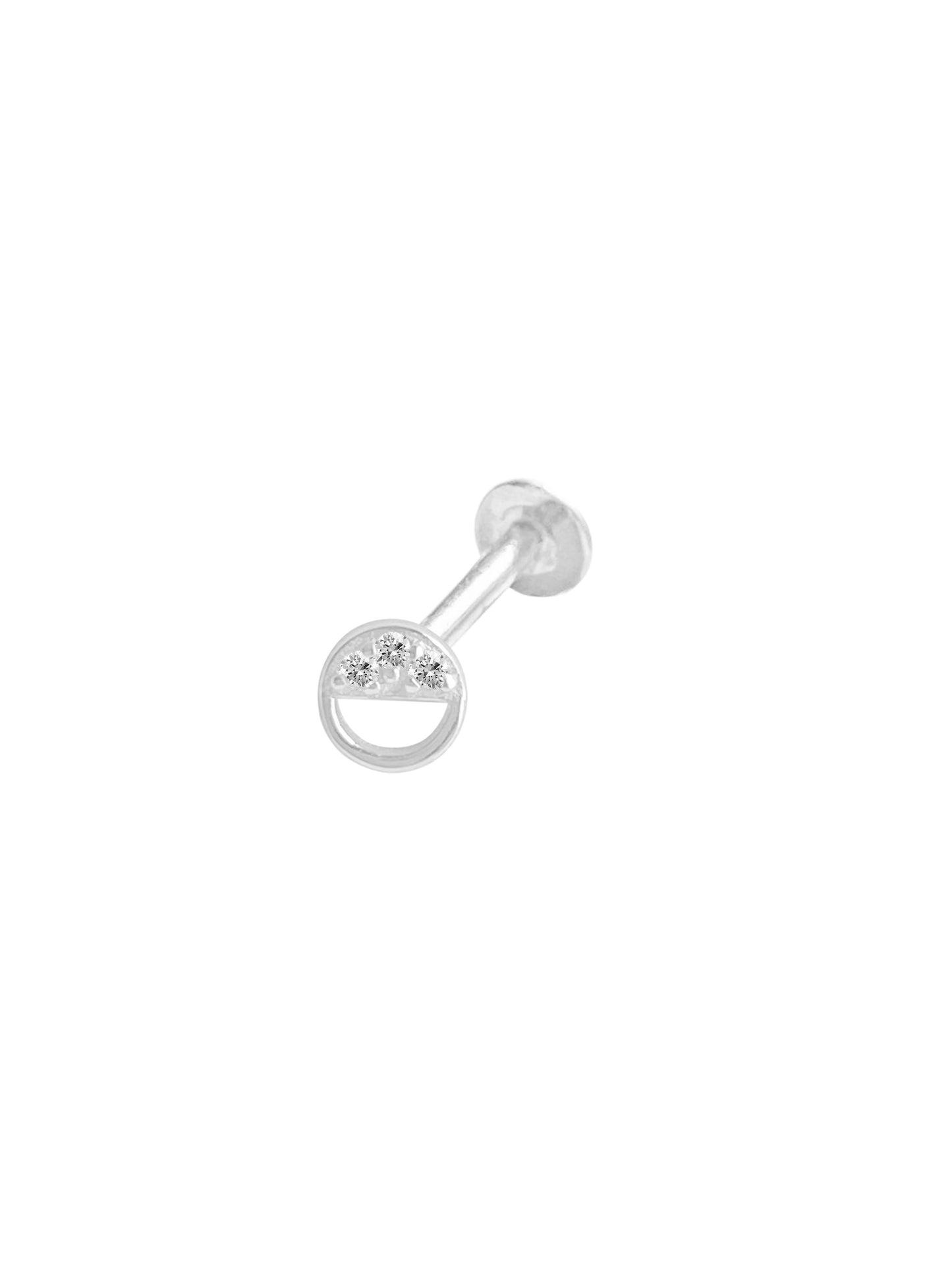 14K Gold Push Flat Back Diamond Circle Earring