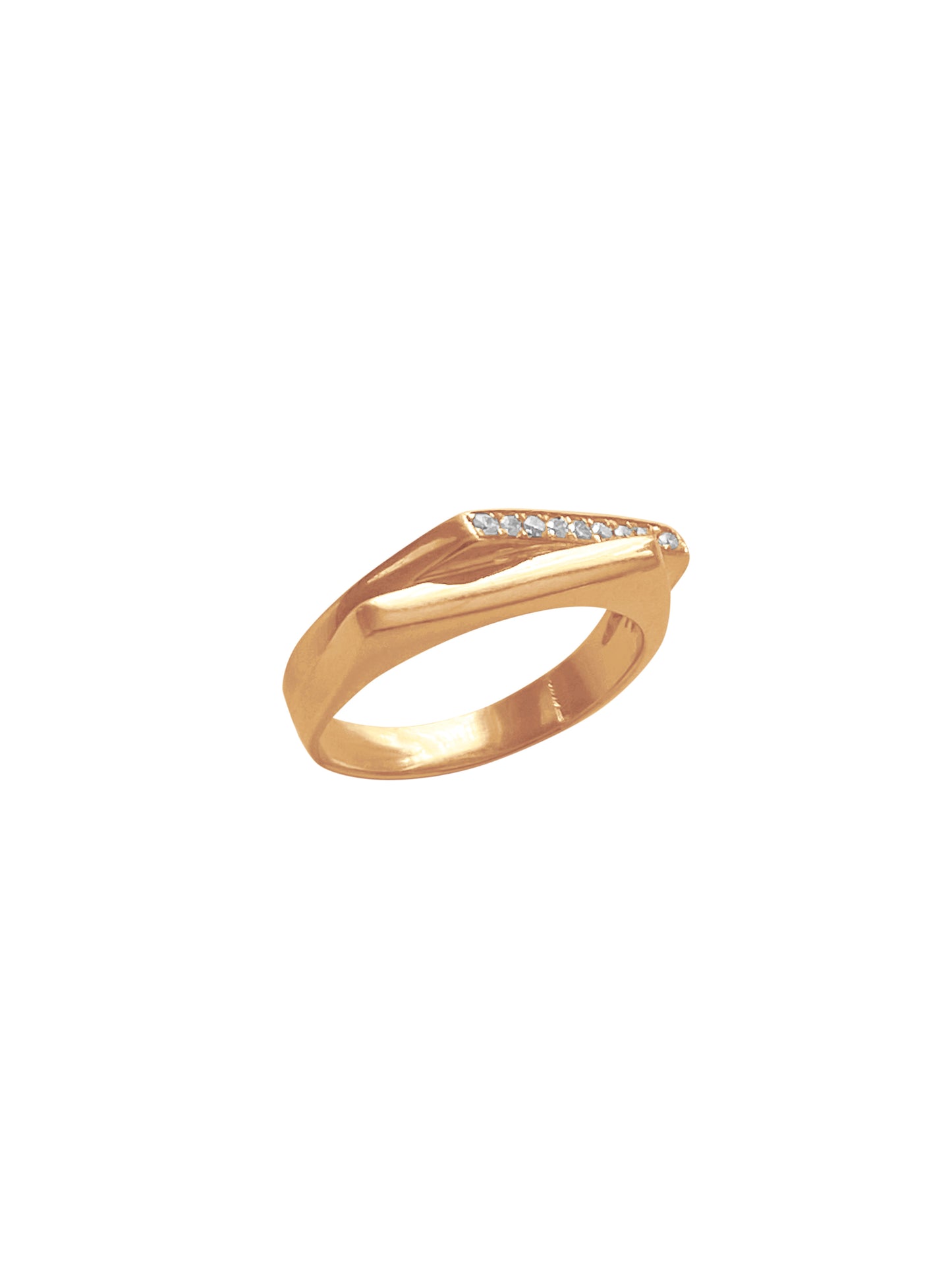14k Solid Gold Turned Diamond Ring